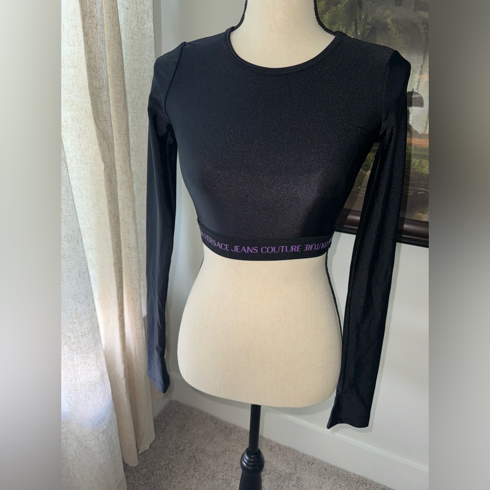 COPY - Versace Jeans Couture black stretch  Sketch Couture Long Sleeve T-Shirt …